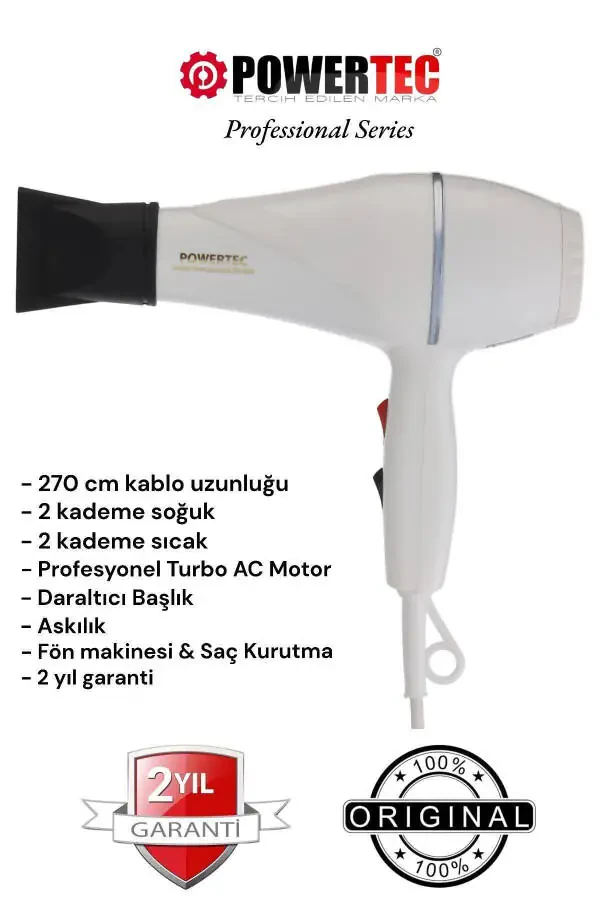 TR-501 Profesyonel Renkli Fön Makinesi-BEYAZ - 1