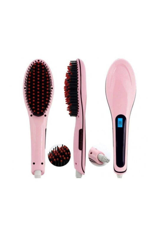 Profesyonel Elektrikli Saç Düzleştirici Tarak Fast Hair Straightenerr Pembe Tarak - 2