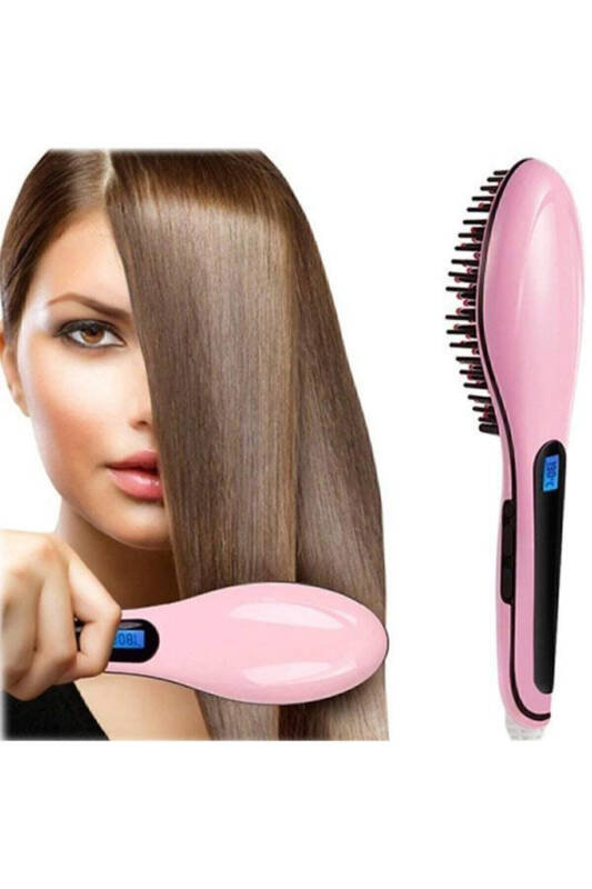 Profesyonel Elektrikli Saç Düzleştirici Tarak Fast Hair Straightenerr Pembe Tarak - 4