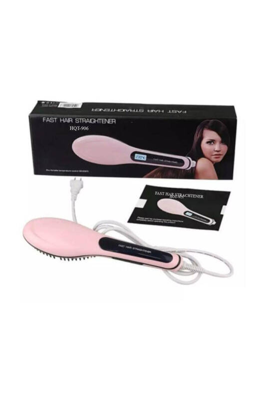 Profesyonel Elektrikli Saç Düzleştirici Tarak Fast Hair Straightenerr Pembe Tarak - 6