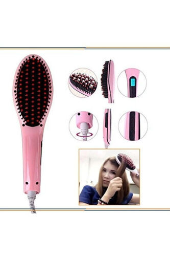 Profesyonel Elektrikli Saç Düzleştirici Tarak Fast Hair Straightenerr Pembe Tarak - Siyah - GENEL MARKALAR