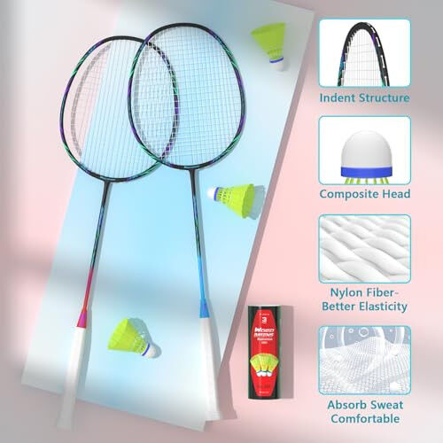 Professional Carbon Fiber Badminton Rackets Badminton Racquet for Backyards Gym - 5