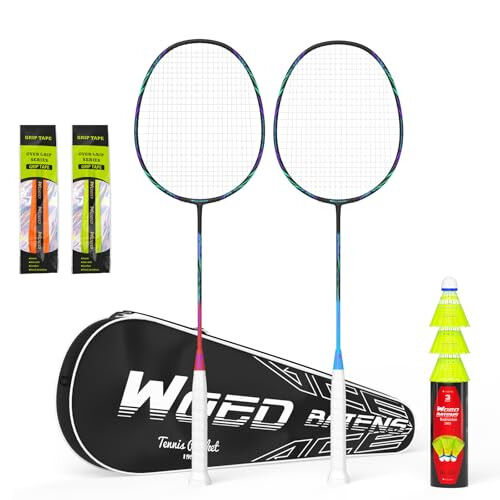 Professional Carbon Fiber Badminton Rackets Badminton Racquet for Backyards Gym - WOED BATENS