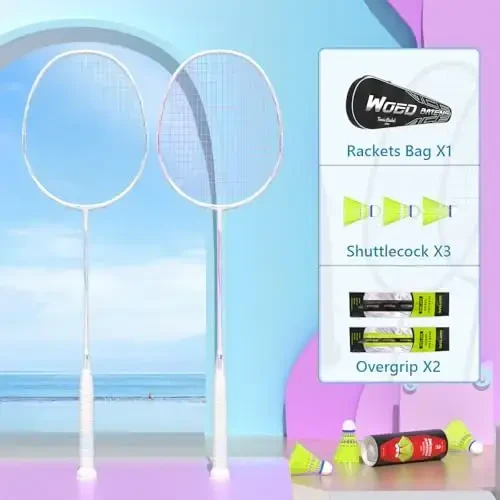 Professional Carbon Fiber Badminton Rackets Badminton Racquet for Backyards Gym - WOED BATENS (1)