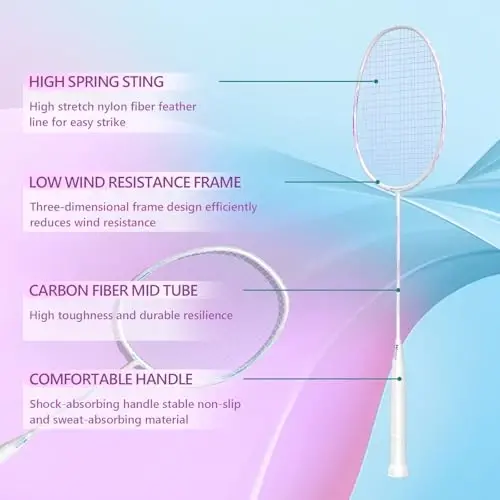 Professional Carbon Fiber Badminton Rackets Badminton Racquet for Backyards Gym - 3