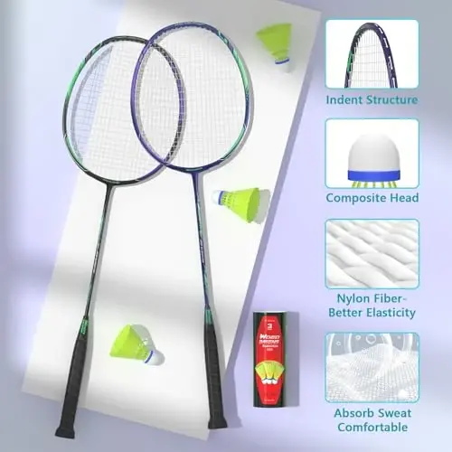 Professional Carbon Fiber Badminton Rackets Badminton Racquet for Backyards Gym - 5