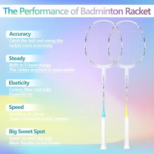 Professional Carbon Fiber Badminton Rackets Badminton Racquet for Backyards Gym - WOED BATENS (1)