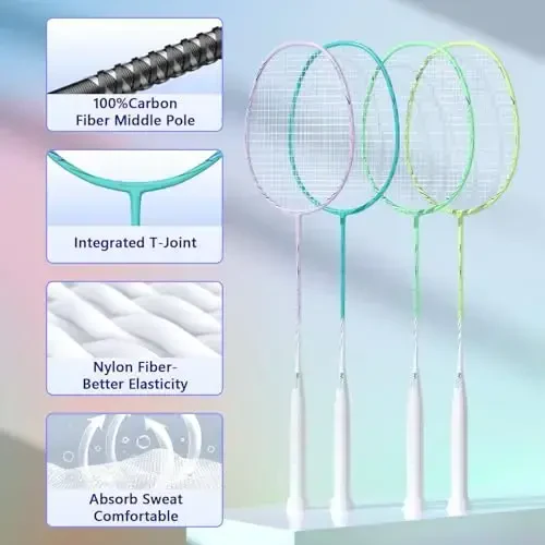 Professional Carbon Fiber Badminton Rackets Badminton Racquet for Backyards Gym - MODAZONE (1)