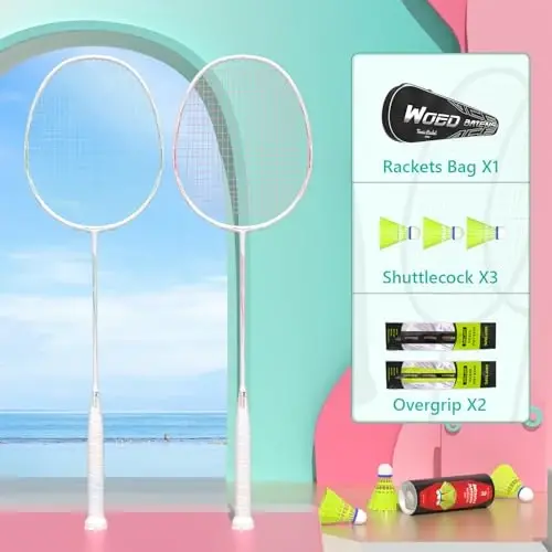 Professional Carbon Fiber Badminton Rackets Badminton Racquet for Backyards Gym - WOED BATENS (1)