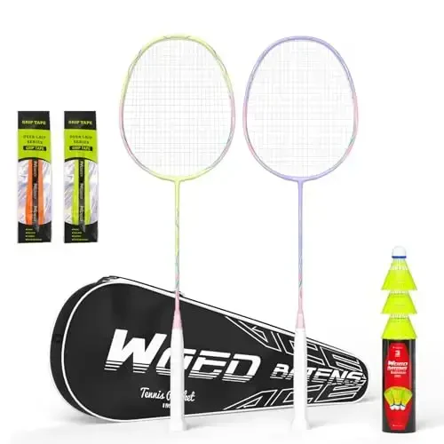 Professional Carbon Fiber Badminton Rackets Badminton Racquet for Backyards Gym - WOED BATENS