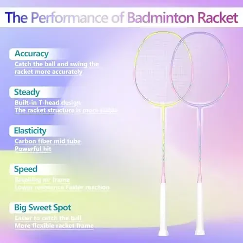 Professional Carbon Fiber Badminton Rackets Badminton Racquet for Backyards Gym - 2