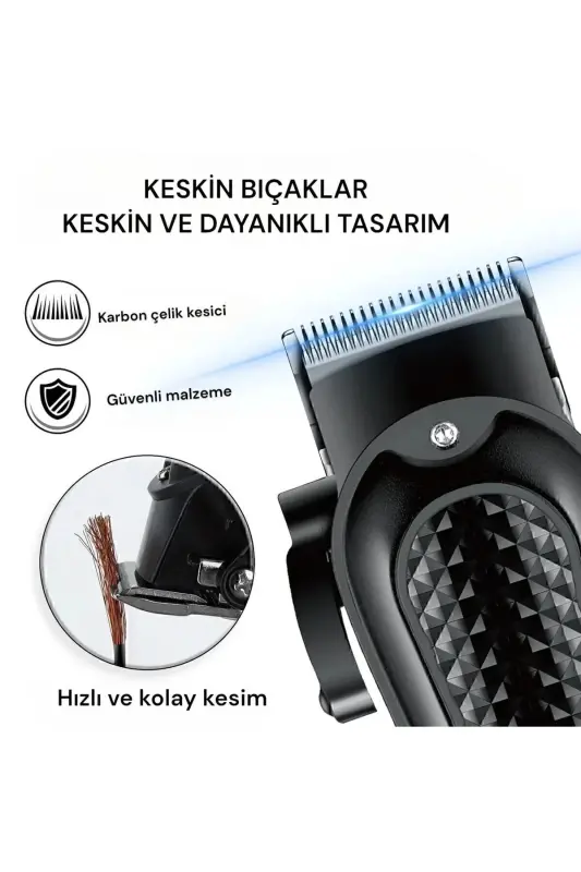 Profesyonel Kullanıma Uygun Saç Sakal Tıraş Makinesi wa-2922, Epilasyon Öncesi Şarjlı Tıraş Makinası-Siyah - 3