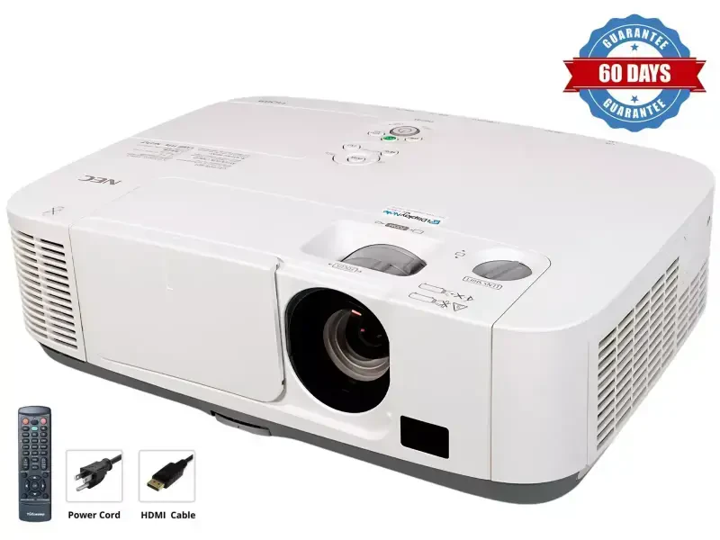 Pre-Owned NEC P401W 1080i Digital Projector 4000 ANSI 3LCD for Professional Corporate Usage HD HDMI with Accessories Bundle - 1