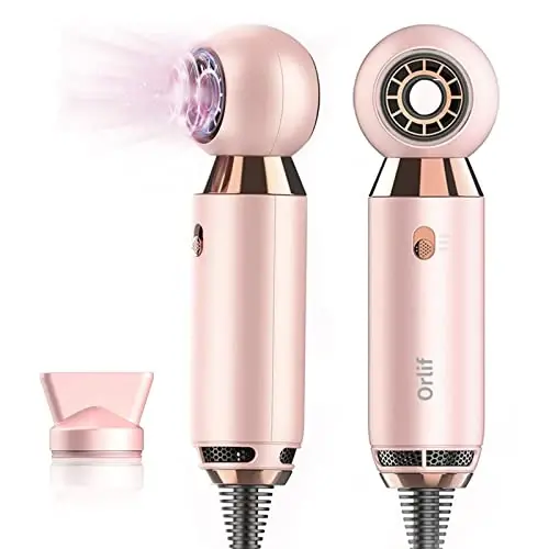 Professional Hair Dryer 800 W Lightweight & Compact Blow Dryer Powerful Flow Hair Dryers for Travel and Home Concentrator Nozzle Pink - 1