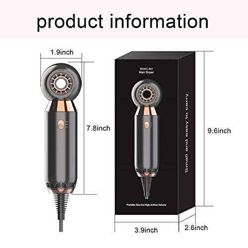 Professional Hair Dryer 800W Lightweight & Compact Blow Dryer Powerful Flow Hair Dryers for Travel and Home Concentrator Nozzle Gray - 7