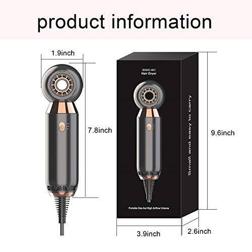 Professional Hair Dryer 800W Lightweight & Compact Blow Dryer Powerful Flow Hair Dryers for Travel and Home Concentrator Nozzle Gray - 7