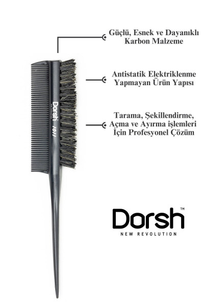 Profesyonel Topuz Fırçası Krepe Şiş Tarak 3 In 1 - 1011 - DORSH (1)