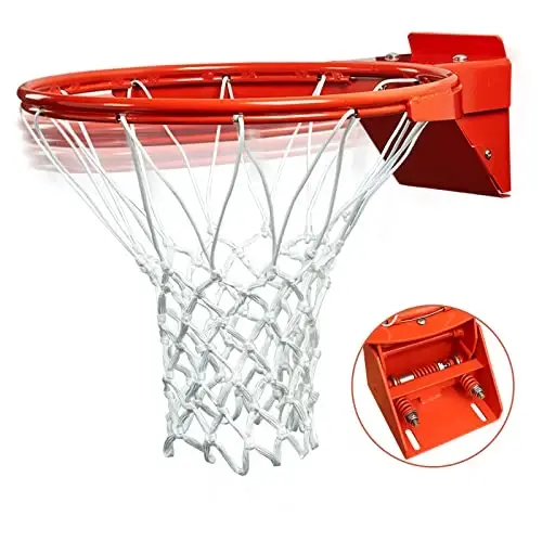 PROGOAL Breakaway Basketball Rim, Heavy Duty Flex Rim Replacement 5/8-In, Standard Goal Reinforced Mounting Bracket Fit Most Size Backboards Indoor and Outdoor - 1