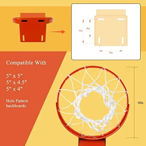 PROGOAL Breakaway Basketball Rim, Heavy Duty Flex Rim Replacement 5/8-In, Standard Goal Reinforced Mounting Bracket Fit Most Size Backboards Indoor and Outdoor - 3