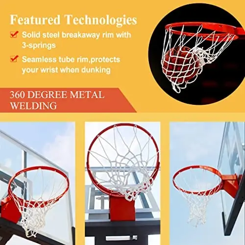 PROGOAL Breakaway Basketball Rim, Heavy Duty Flex Rim Replacement 5/8-In, Standard Goal Reinforced Mounting Bracket Fit Most Size Backboards Indoor and Outdoor - PROGOAL (1)