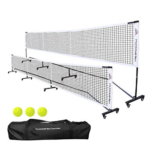 Progoal Badminton Pickleball Net System with Universal Wheel, Movable Steady Metal Frame, Strong Nylon Net and Carrying Bag, 22 Feet Portable Height Adjustable Net for Pickleball and Other Games - 1