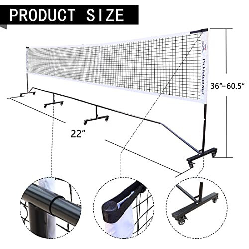 Progoal Badminton Pickleball Net System with Universal Wheel, Movable Steady Metal Frame, Strong Nylon Net and Carrying Bag, 22 Feet Portable Height Adjustable Net for Pickleball and Other Games - 2