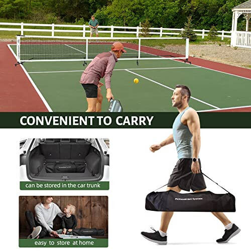 Progoal Badminton Pickleball Net System with Universal Wheel, Movable Steady Metal Frame, Strong Nylon Net and Carrying Bag, 22 Feet Portable Height Adjustable Net for Pickleball and Other Games - 4