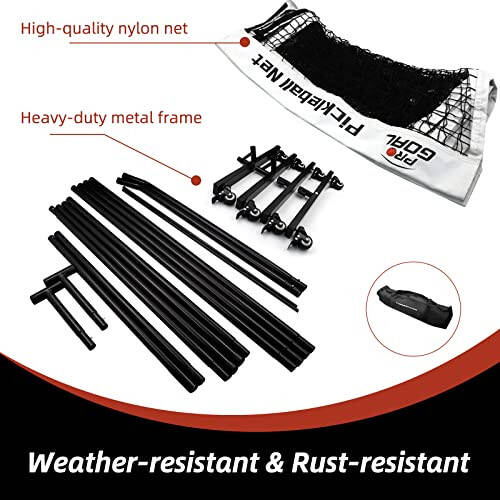 Progoal Badminton va Pickleball to'r tizimi, universal g'ildirak, harakatlanuvchan barqaror metall ramka, mustahkam neylon to'r va tashish sumkasi bilan, 22 fut ko'chma balandlikda sozlanadigan to'r pickleball va boshqa o'yinlar uchun - 6