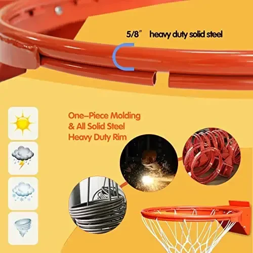 PROGOAL Breakaway Basketball Rim, Heavy Duty Flex Rim Replacement 5/8-In, Standard Goal Reinforced Mounting Bracket Fit Most Size Backboards Indoor and Outdoor - 5