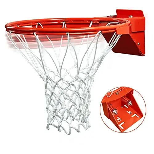 PROGOAL Breakaway Basketball Rim, Heavy Duty Flex Rim Replacement 5/8-In, Standard Goal Reinforced Mounting Bracket Fit Most Size Backboards Indoor and Outdoor - 1