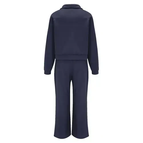 Prolriy Sweatsuits for Women Two Piece Outfits Sweatsuit Set Quarter Zip Sweatshirt Wide Leg Sweatpant Fall Set Tracksuit Womens 2 Piece Outfits Navy L - 6