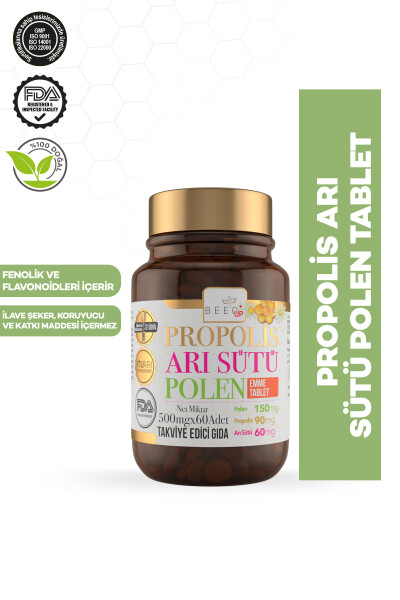 Propolis Arı Sütü Polen Emme Tablet 500 mg x 60 Adet - 11