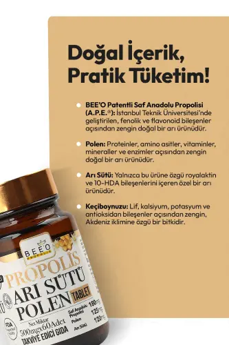 Propolis Asal Suti Polen Kattalar Uchun 60 Tabletka - 3