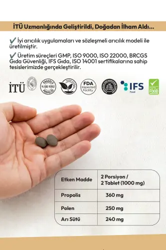 Propolis Bee Milk Pollen Adult 60 Tablets - 4