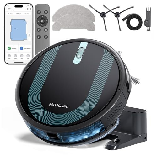 Proscenic 850T WiFi Robot Vacuum and Mop with Gyro Navigation, Boundary Strip, Self-Charging - for Hard Floors and Carpets. - 1