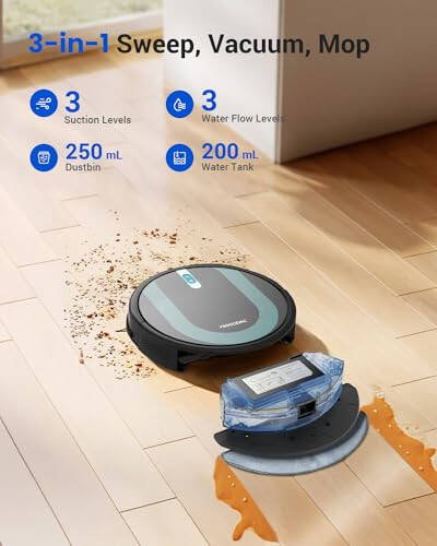 Proscenic 850T WiFi Robot Vacuum and Mop with Gyro Navigation, Boundary Strip, Self-Charging - for Hard Floors and Carpets. - 2