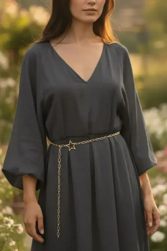 Простой элегантный регулируемый цепочный пояс со звездой из золота для женщин - 1