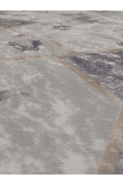 Противоскользящий тонкий длинный стираемый стильный рулонный коврик для резки геля с серым мраморным рисунком - 4