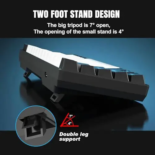 Проводная механическая игровая клавиатура Snpurdiri 60%, с подсветкой LED синего цвета, 61 клавиша, мини-проводная офисная клавиатура для ноутбука Windows PC Mac (черно-белая, синие переключатели) - 4