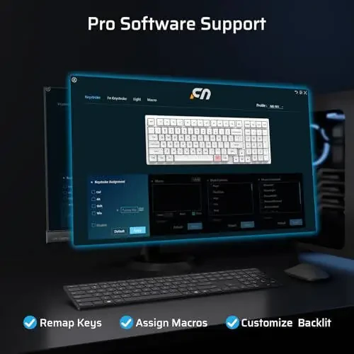 Проводная механическая клавиатура LTC NB981 Nimbleback 98 клавиш, 96% игровая клавиатура с белой подсветкой, красные переключатели, Mecha Blue - 6