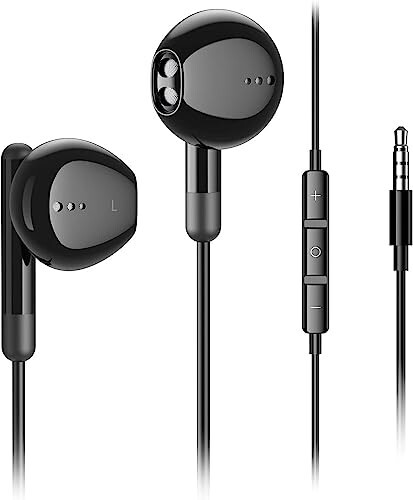 Wired Earbuds, Headphones Earbuds Wired 3.5mm, in-Ear Magnetic Earphones with Mic, Compatible with iPhone iPad Samsung Android Laptop (Black) - 1