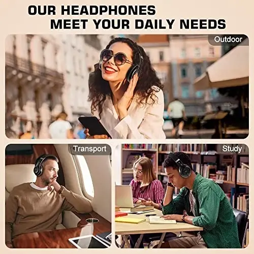 PRTUKYT 6S Wireless Bluetooth Headphones Over Ear, Hi-Fi Stereo Foldable Wireless Stereo Headsets Earbuds with Built-in Mic, Volume Control, FM for Phone/PC (Black & Gold) - PRTUKYT (1)