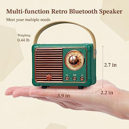 PRUNUS J-999 Ретро Bluetooth-динамик, винтажный декор, мини беспроводной Bluetooth-динамик, милый старинный стиль, поддержка USB/TF-карты/AUX для кухни, стола, спальни, офиса, вечеринки на открытом воздухе (зеленый) - 8