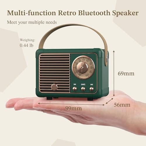 PRUNUS J-999 Ретро Bluetooth-динамик, винтажный декор, мини беспроводной Bluetooth-динамик, милый старинный стиль, поддержка USB/TF-карты/AUX для кухни, стола, спальни, офиса, вечеринки на открытом воздухе (зеленый) - 6