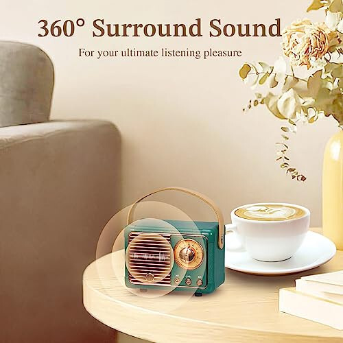 PRUNUS J-999 Retro Bluetooth Hoparlör, Vintage Dekor, Mini Kablosuz Bluetooth Hoparlör, Sevimli Eski Moda Stil USB/TF Kartı/AUX Desteği Mutfak Masa Yatak Odası Ofis Partisi Açık Hava (Yeşil) - 11