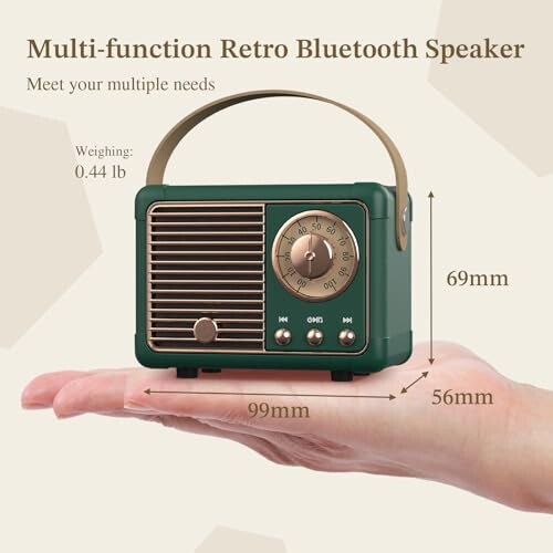 PRUNUS J-999 Retro Bluetooth Karnay, Vintage Dekor, Mini Simsiz Bluetooth Karnay, Chiroyli Eski Moda Uslubi USB/TF Kart/AUX Qo'llab-quvvatlash Oshxona Stoli Yotoqxonasi Ofis Partiyasi Tashqari (Yashil) - 6