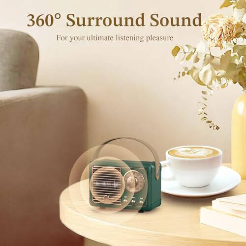 PRUNUS J-999 Retro Bluetooth Speaker, Vintage Decor, Mini Wireless Bluetooth Speaker, Cute Old Fashion Style Support USB/TF Card/AUX for Kitchen Desk Bedroom Office Party Outdoor(Green) - 3