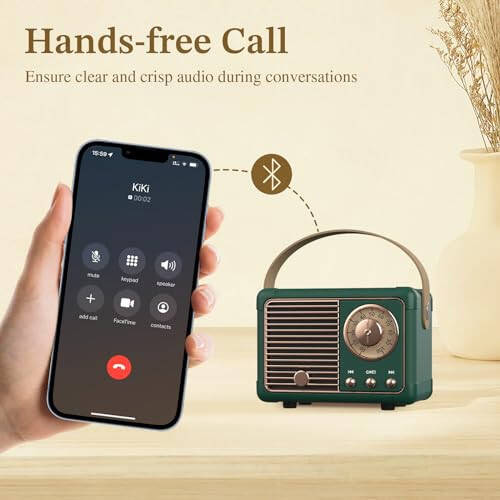 PRUNUS J-999 Retro Bluetooth Speaker, Vintage Decor, Mini Wireless Bluetooth Speaker, Cute Old Fashion Style Support USB/TF Card/AUX for Kitchen Desk Bedroom Office Party Outdoor(Green) - 4