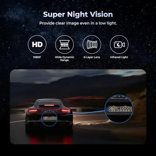 PRUVEEO 12'' Mirror Dash Cam 4 Channel,360 Degree View Rear View Mirror Camera,Dash cam Front and Rear Inside Left Right, IR Night Vision,GPS,Parking Monitor,Free 128GB Card - 4