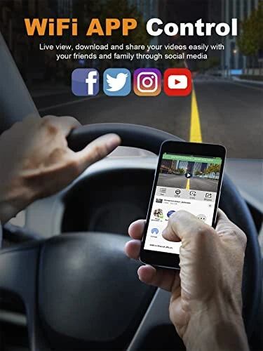 PRUVEEO 360 daraja ko'rinish 4 kanal old va orqa ichki chap o'ng, avtomobillar uchun CPL bilan dash kamera, o'rnatilgan GPS WiFi tungi ko'rish, 24/7 yozuv to'xtash rejimi monitori, bepul 128G karta - 11